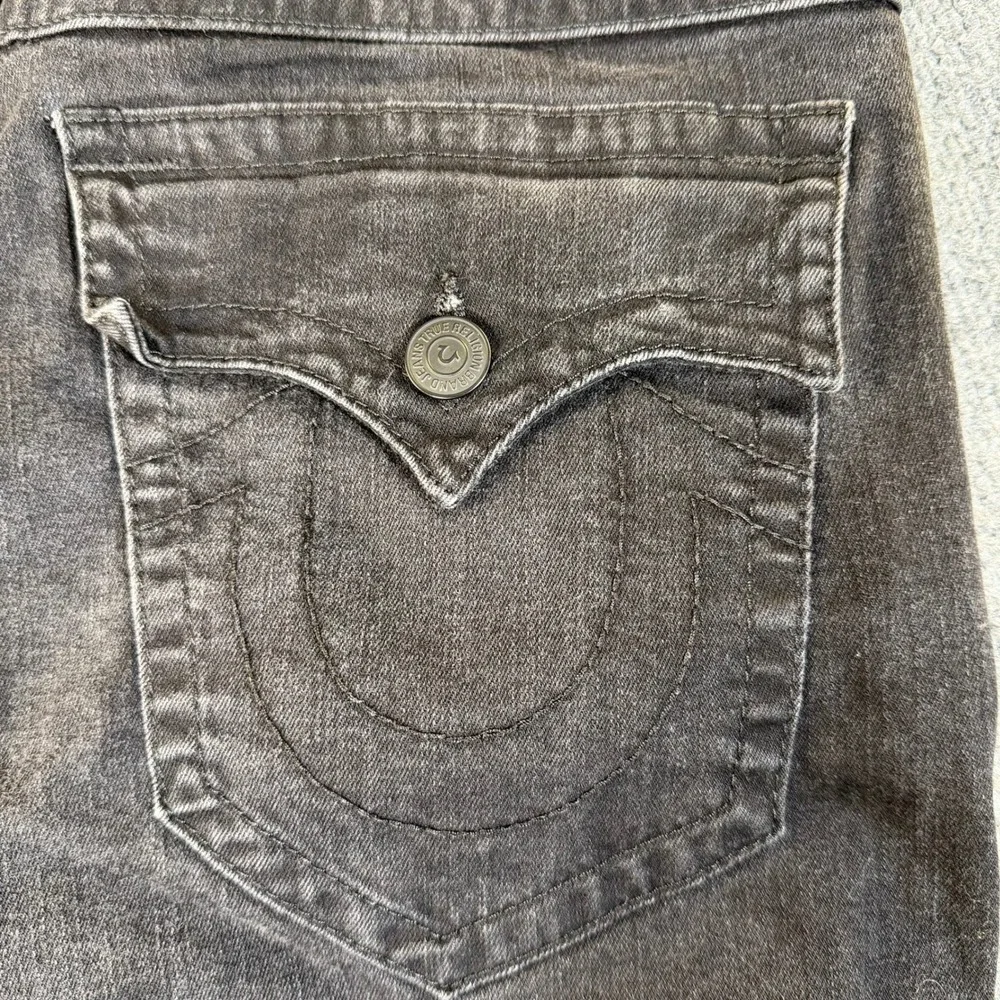 True Religion Rocco Flap Mens Relaxed Skinny Jeans Rinse Black Size 36 #3253